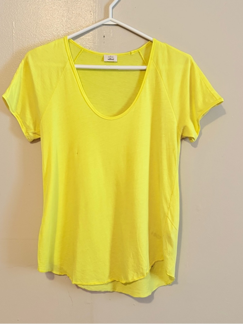 Wilfred Short Sleeve Scoop Neck Top — Bright Yellow